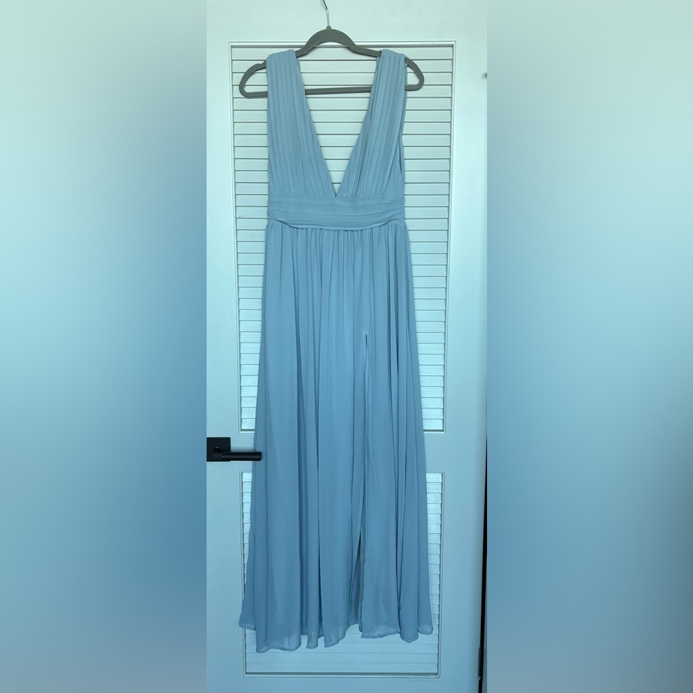 Women's Light Blue Pleated Maxi Dress